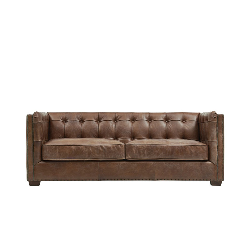 Tuxedo Leather Sofa - Bark Brown