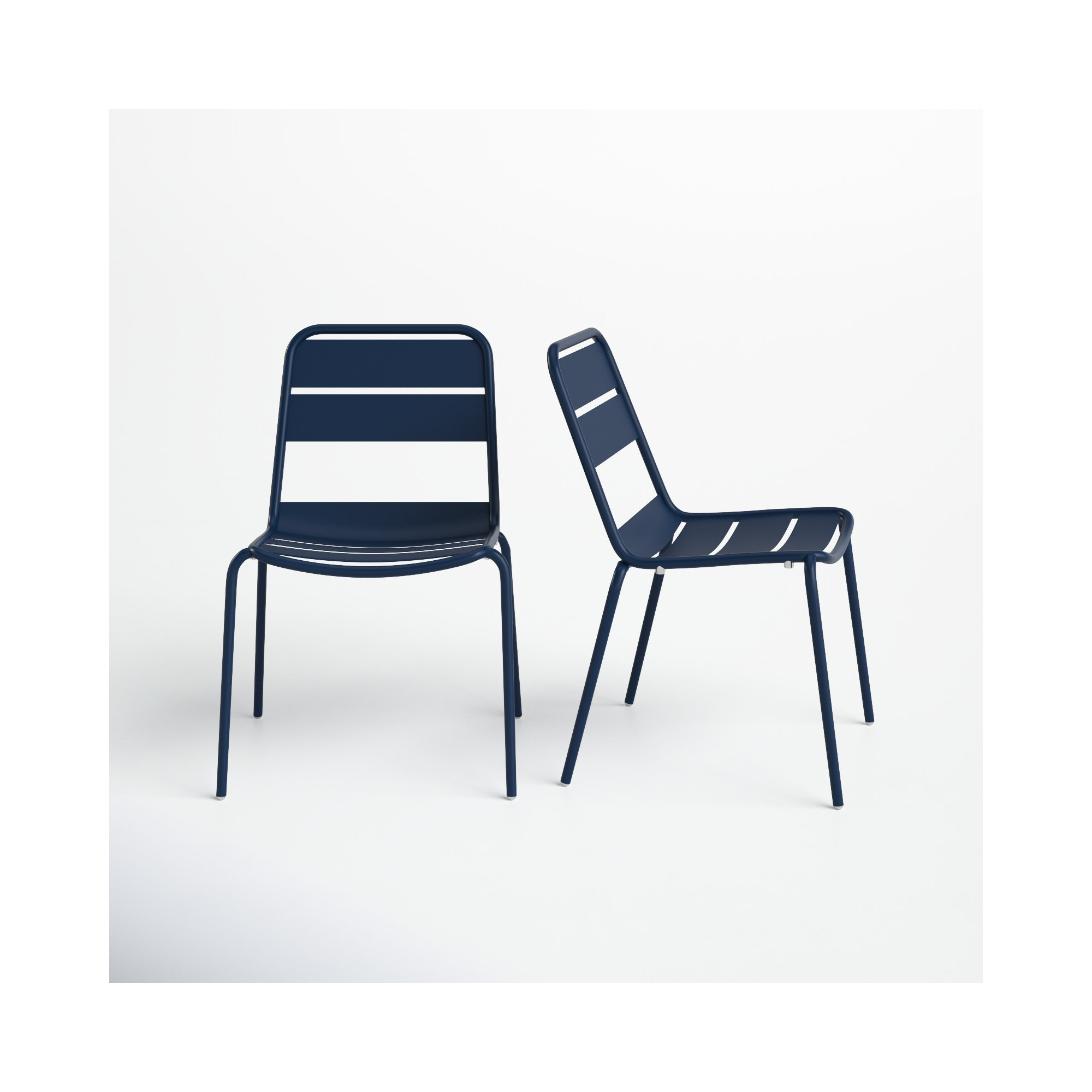 Kapri Metal Stacking Patio Dining Side Chair, Prussian