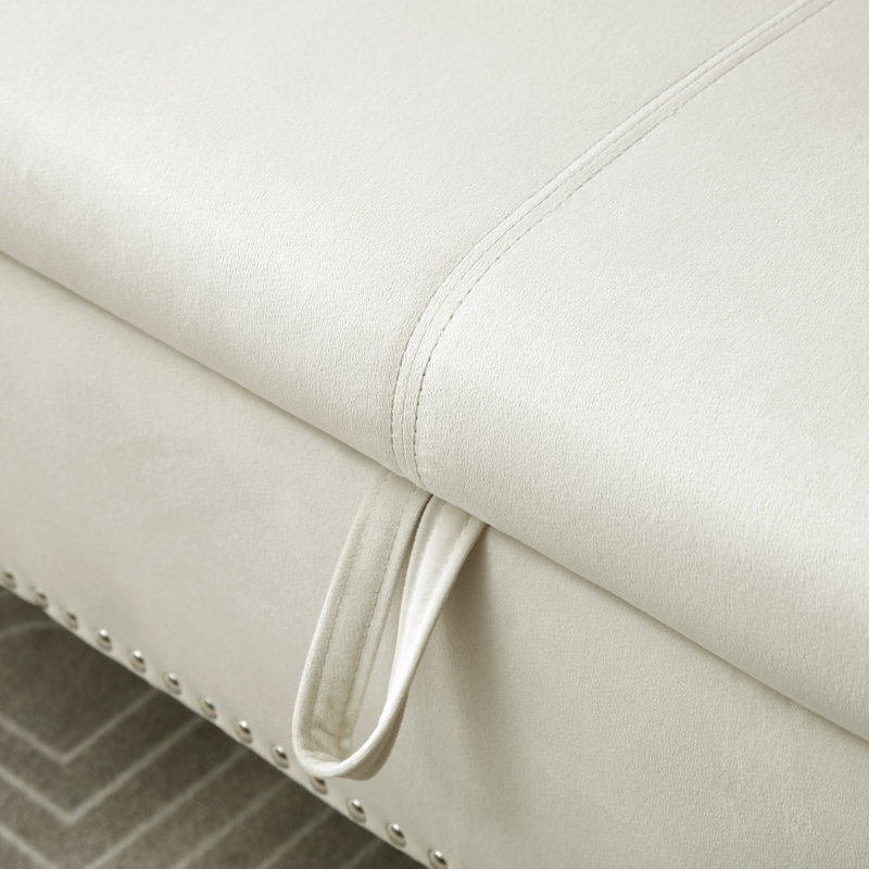 House of Hampton Velvet Multifunctional Storage Rectangular Sofa Stool ...