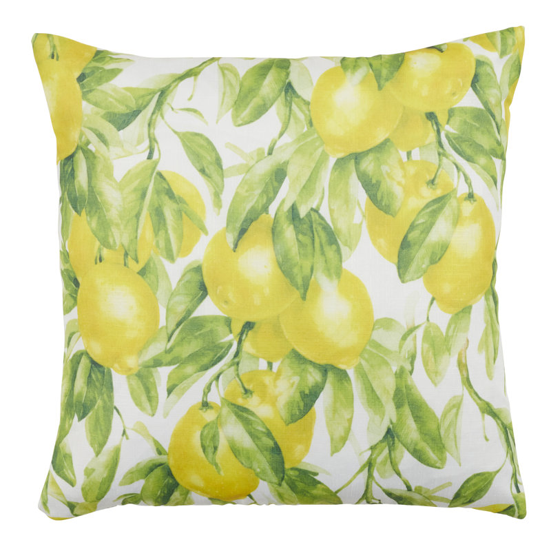 Housse de coussin carré à imprimé citron