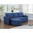 Lucca 84"W Blue Linen Reversible Sleeper Sectional Sofa With Storage Chaise-1251610503