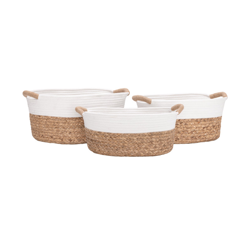 Ensemble de paniers 3 pièces tissés à la main, Blanc