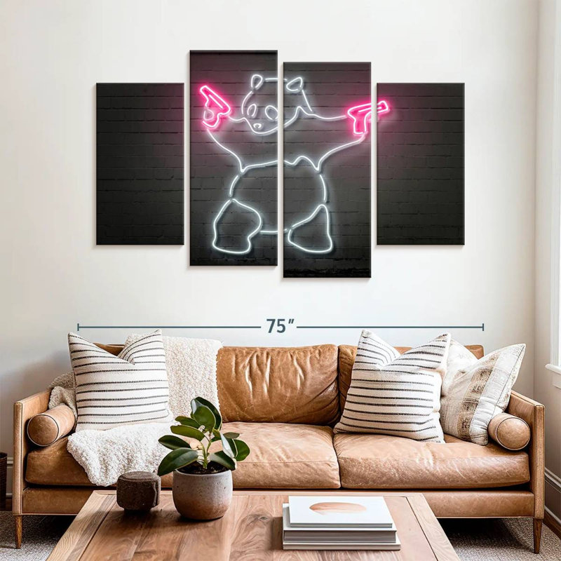 Brampt Panda Pink Guns, 42" H x 68" W