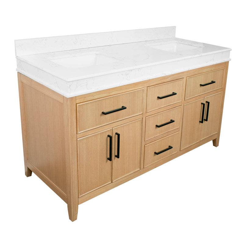 Meuble-lavabo double 60 po Bayla, Blonde