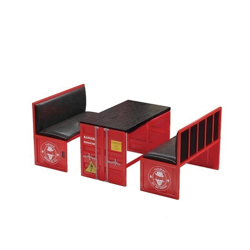 Industrial Style Container Card Table And Chairs 4 - Person Solid Wood Top Trestle Dining Set