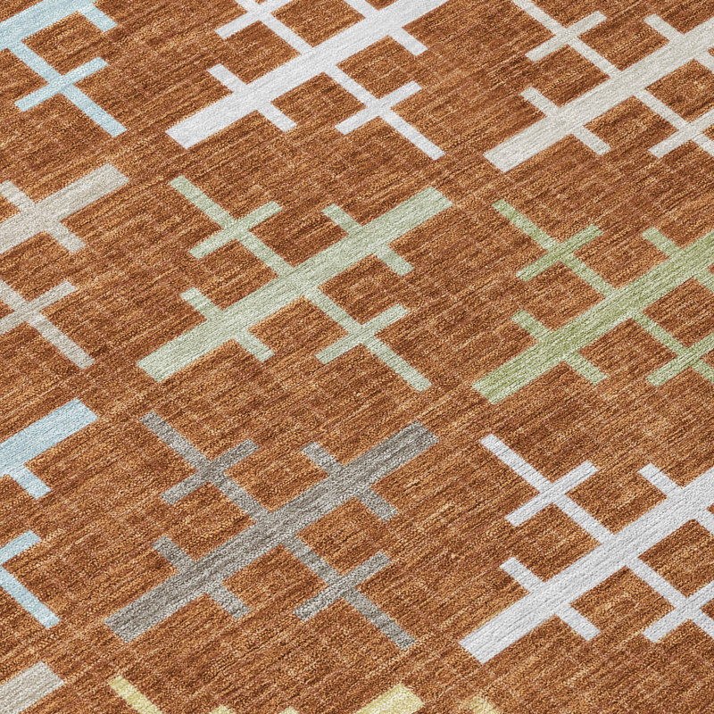 Machine Washable Indoor/Outdoor Chantille ACN2850 Geometric Rug, Paprika, 10' x 14'