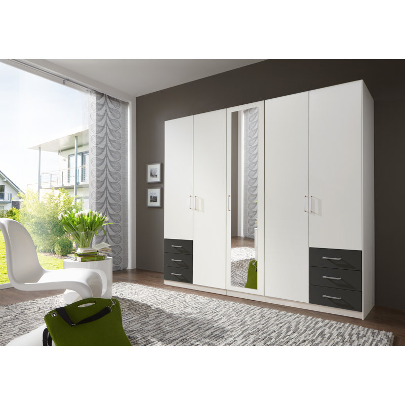 Wibeke 5 Door Manufactured Wood Wardrobe, Black