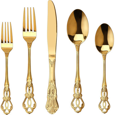 Retro Royal Gold Stainless Steel 20 Piece Tableware Set