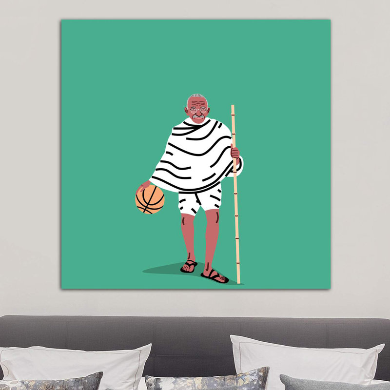 Balling Gandhi by Elad Shagrir - Wrapped Canvas Print, 93.98 cm H x 93.98 cm W x 3.175 cm D