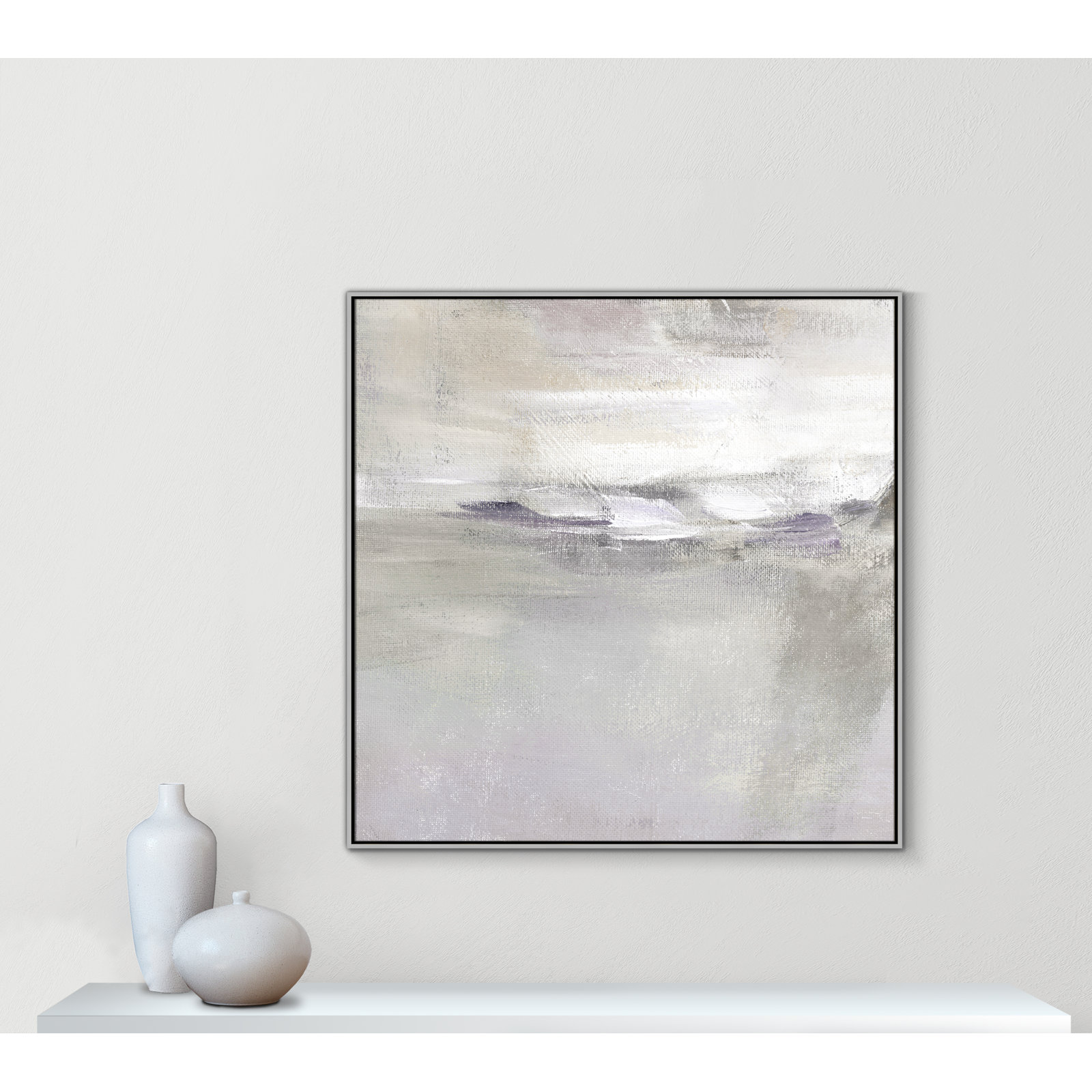 Abbott "Lilac Horizon" Print by Nan, 46.5" H x 46.5" W, Silver Framed