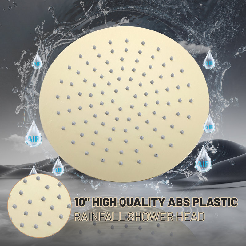 Brushed Gold Adjustable Rain Shower System with Handheld