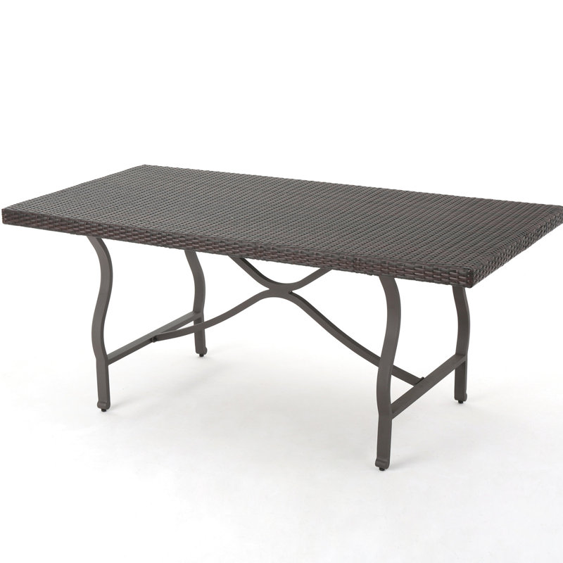 Table de salle à manger Enticing, l 70,18 po x P 34,47 po x H 28,00 po, table antique lustrée avec structure en fer, brun