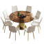 Table de salle à manger ronde de 53 pouces de luxe avec plateau en verre fumé, table de cuisine moderne pour 4 à 8 personnes, base en acier inoxydable doré et assemblage facile, table de petit-déjeuner peu encombrante pour les appartements