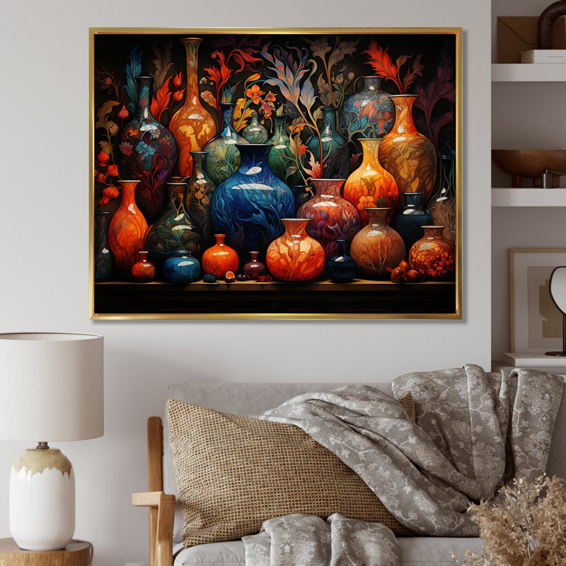 " Islam Art Islamic Pottery I ", H 16 po x l 32 po x P 1 po, Cadre flottant doré