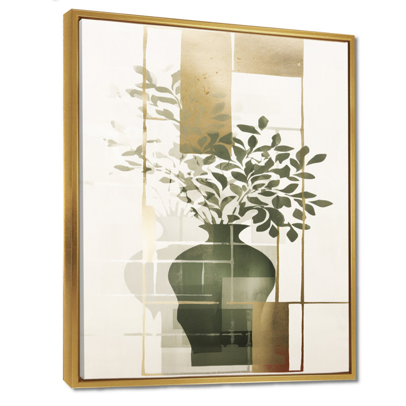 Décoration murale Minimal Botanicals, H 32 po x l 24 po x P 1 po, Toile avec cadre flottant or