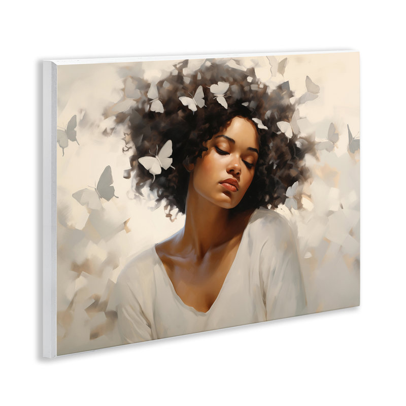 «Woman with White Butterflies», plaque murale par Arlington Prints