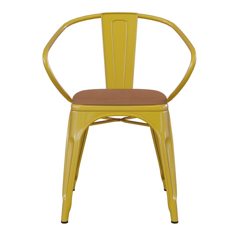 Chaise empilable Briceidy, Teck, Jaune