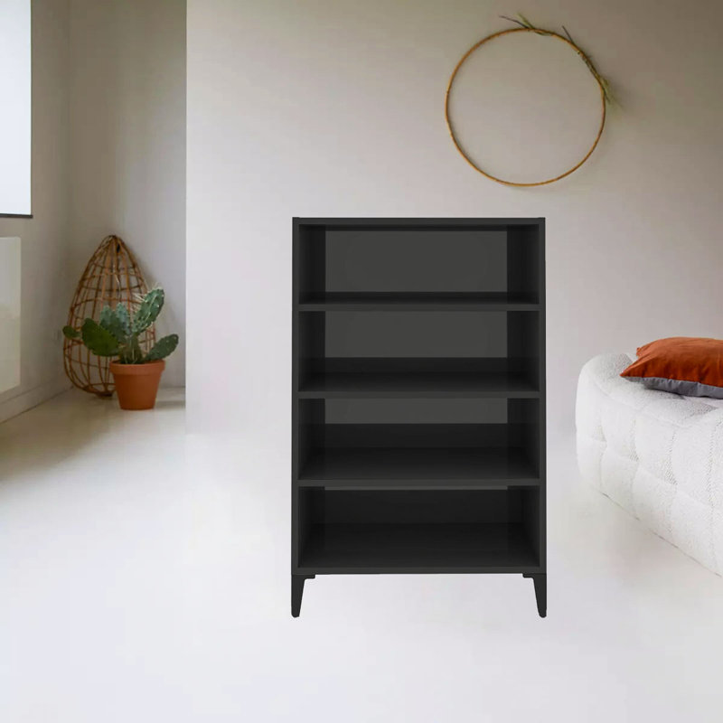 Difranco 90cm H x 57cm W Standard Bookcase, High Gloss Grey