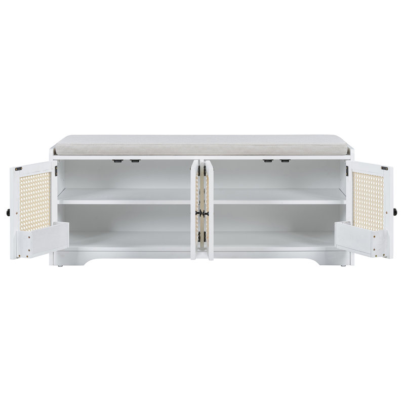 Banc de rangement Rustic, Blanc