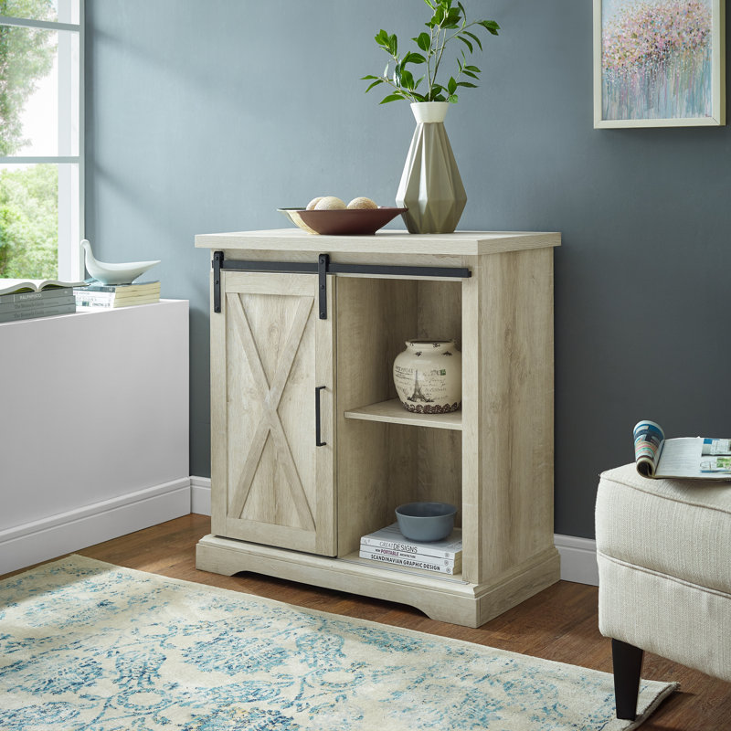 Armoire décorative à porte de grange coulissante Stotfold, Chêne blanc