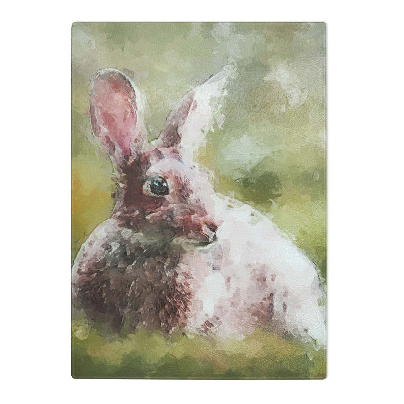 Tempered Glass Rabbit in a Field Chopping Board, 28.5 cm W x 39 cm L