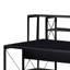 Bureau de style industriel avec 4 tablettes ouvertes et bahut de bibliothèque
