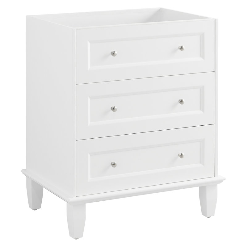 Meuble-lavabo simple biseauté autoportant de 30 po avec plateau en quartz pur Lior, Blanc, L 30 po
