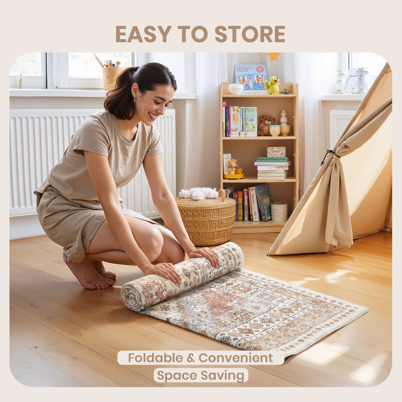 Malaika Machine-Washable Non-Slip Medallion Area Rug, Rectangle 8' x 10', Orange