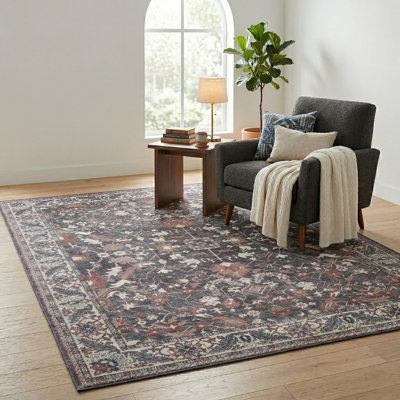 Zehorit Machine Washable Vintage Area Rug For Living Room, Hallway Runner, Entryway Rug