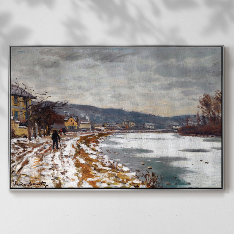La seine à Bougival, 1869, Toile avec cadre argenté, H 17 po x l 25 po x P 2 po