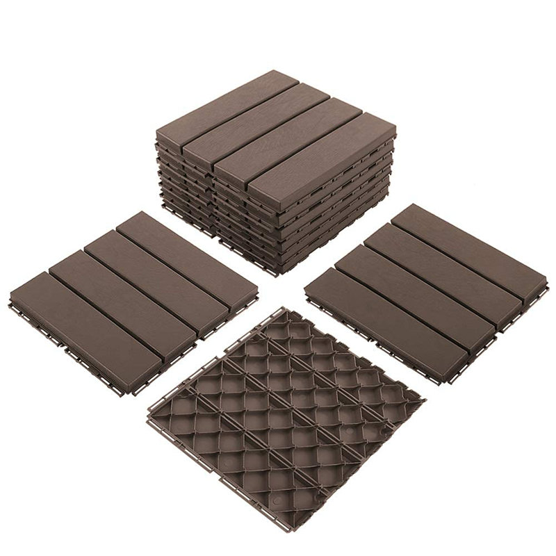 12" x 12" Composite Interlocking Deck Tile, Dark Brown