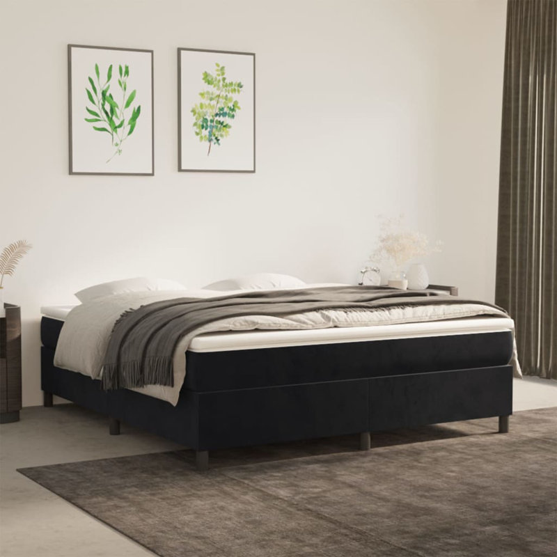 Bed Frame Velvet, Black, Super King (6')