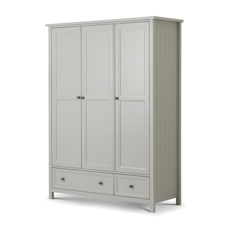 Jarin 3 Door Wardrobe, 190cm H x 141cm W x 55cm D, Lacquered Grey