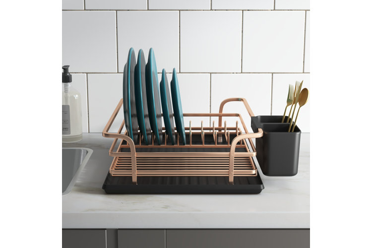 dish drying rack on kitchen counter