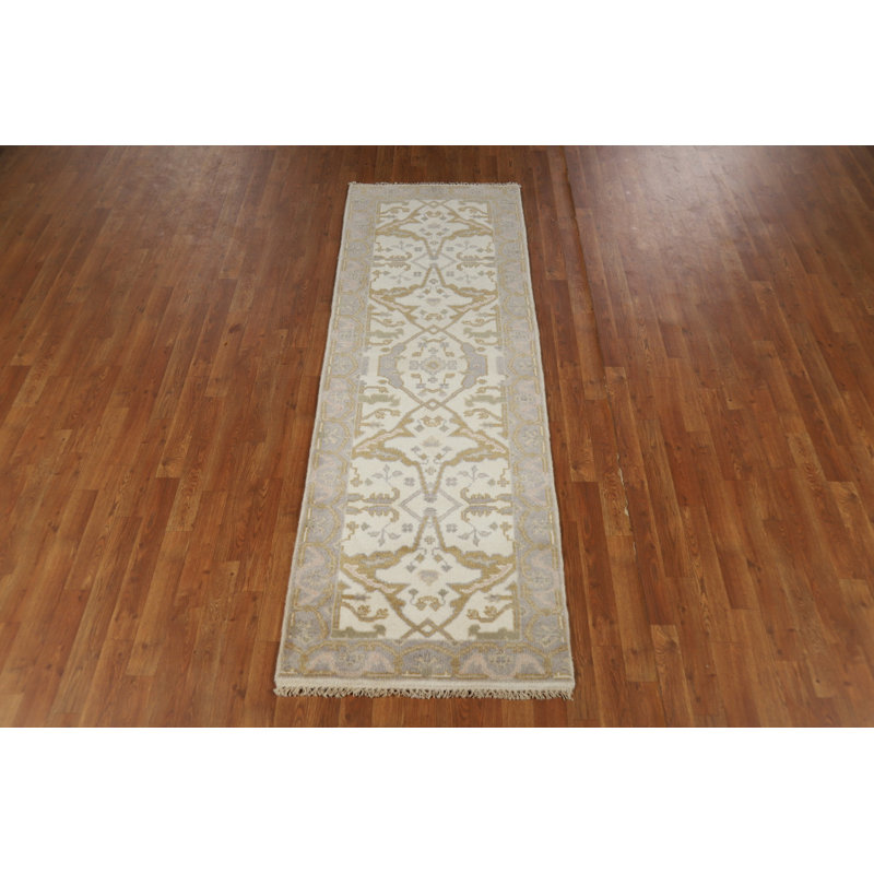 Tapis de couloir indien en laine Oushak 3 x 8