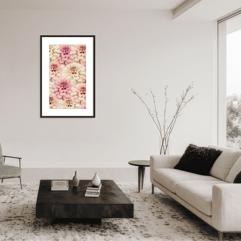 Nature Inspired Dahlia by  - Picture Frame Graphic Art on Paper, 24" H x 16" W x 1.125" D, Framed Matted Print, Beige