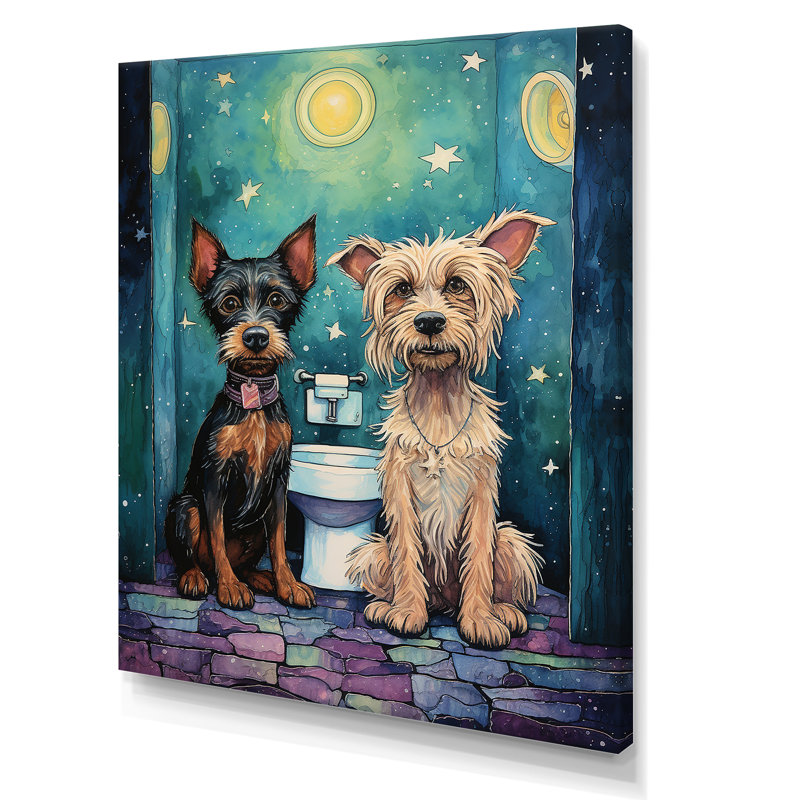 «Bathroom Puppy Buddies» - Art mural de toilette, H 20 po x l 12 po x P 1 po