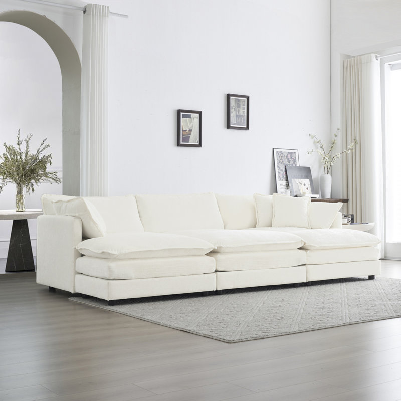 Canapé modulaire en U modulaire réversible à assise profonde et modulaire à 6 places avec 3 repose-pieds, 3 coussins décoratifs et 2 coussins décoratifs Modern Sofacomtable