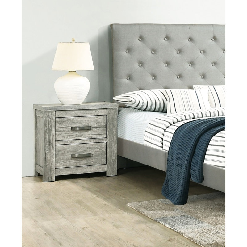 2 Table de chevet pour la chambre à coucher, table de chevet pour appareil rustique gris, table de chevet rustique
