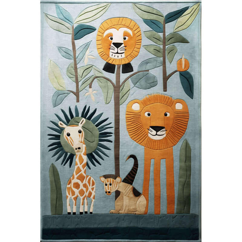 Tapis lavable à motif de singe lavable pour enfants, collection Dido, Rectangle 3 pi 11 po x 5 pi 11 po