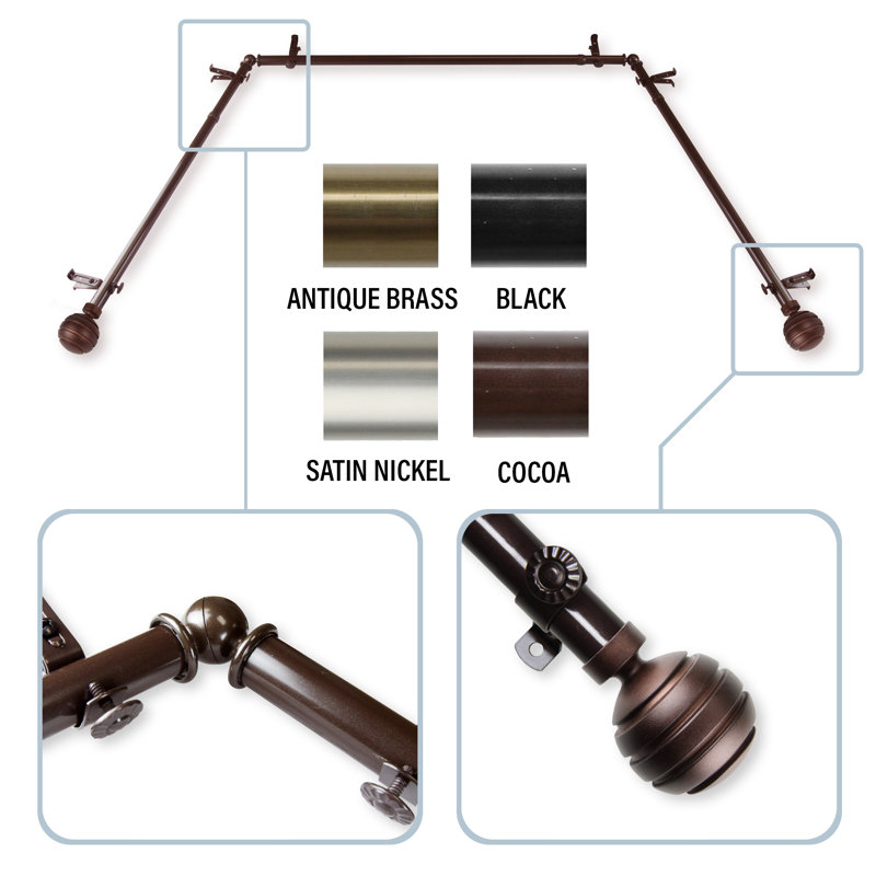 Ensemble de tringle à rideaux simple et quincaillerie pour baie vitrée Pepin, Cacao