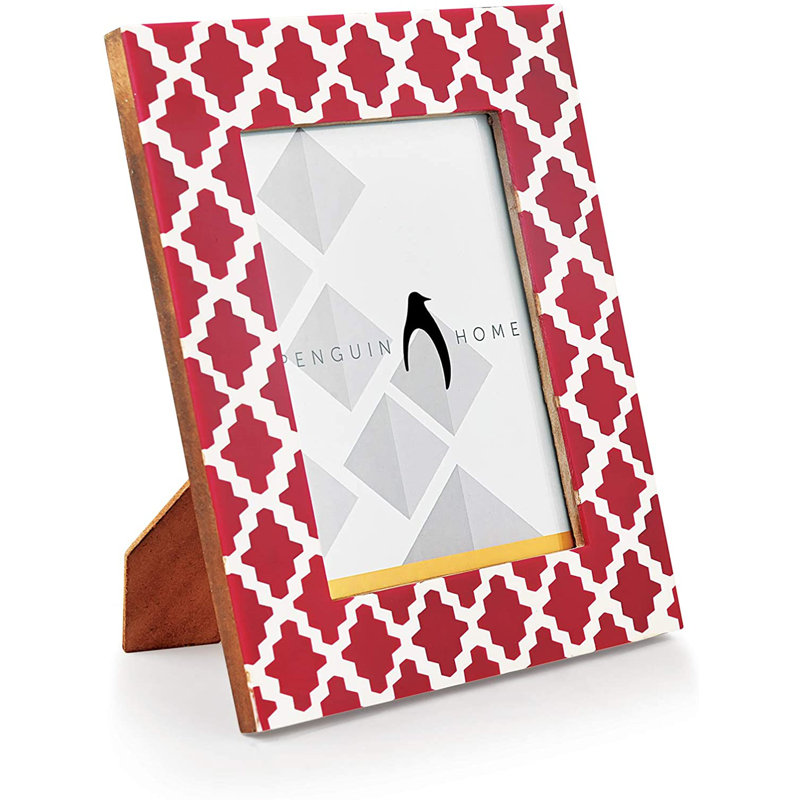 Bevelled Picture Frame, 24cm H x 19.3cm W x 24.3cm D, Pink