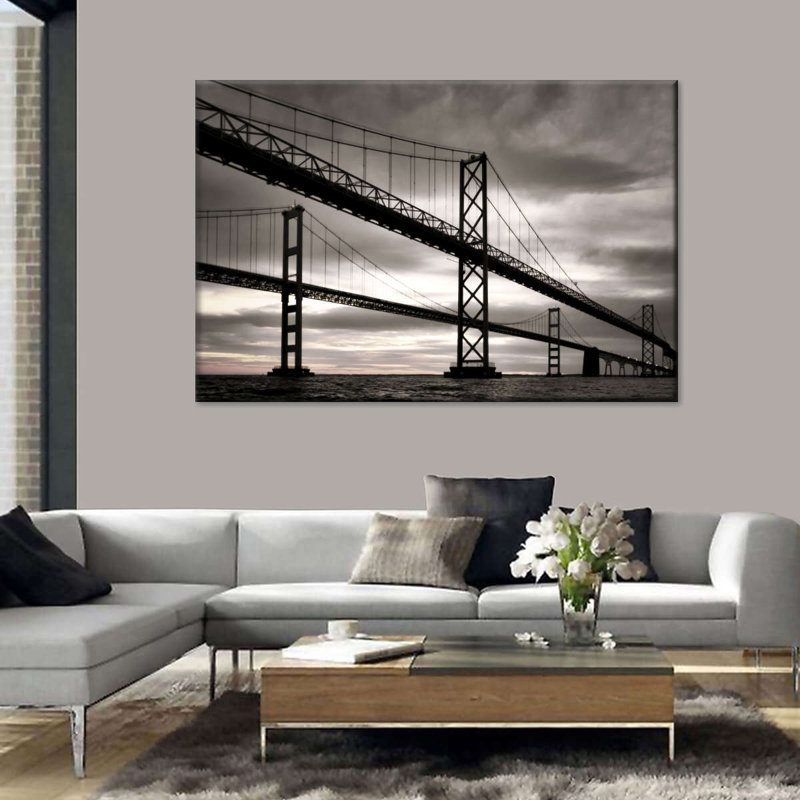 Suspension Bridge Chesapeake Bridge, reproduction sur toile, H 8 po x l 12 po x P 1 po