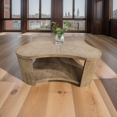 Table basse de salon en panneau de fibres à densité moyenne noyer et chêne