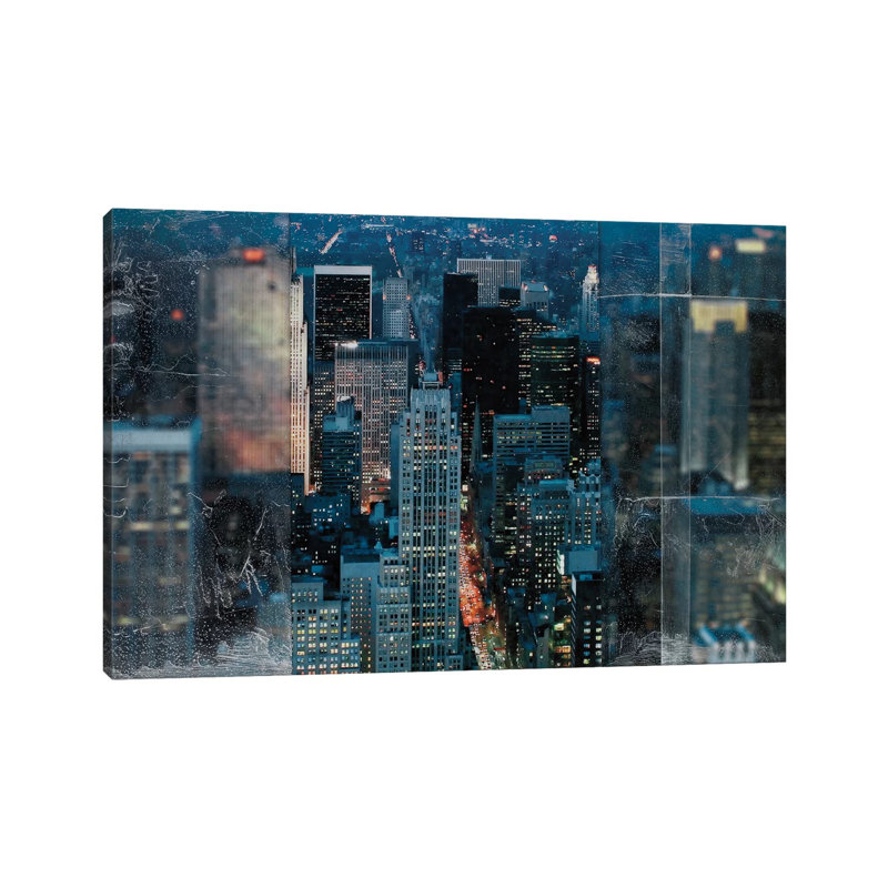 Blue Manhattan 1 Piece Wrapped Canvas Wall Art, 66.04 cm H x 45.72 cm W x 3.175 cm D