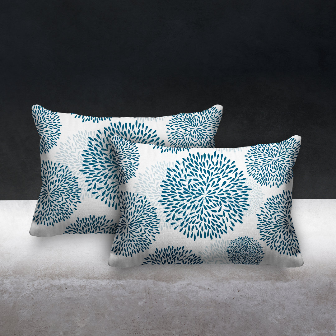 Confetti Flower Burst Indoor/Outdoor Lumbar Pillow (Set of 2) ULLI HOME 