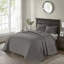 Couvre-lit réversible très grand gris foncé très grand - avec un motif intrigant de bourre en coton prélavé pour un repos parfait