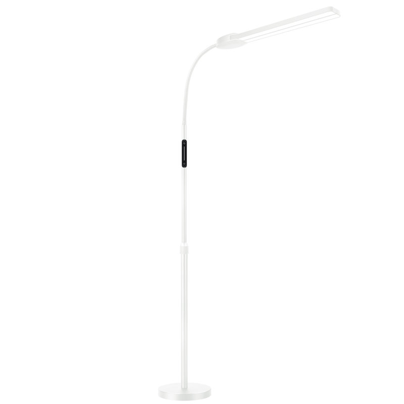68.5" LED Dimmable Standing Lamp with Double Head,18W Super Bright LED Floor Lamp with Remote, White