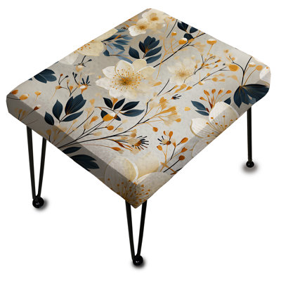 Mystic Ivory Reverie Blooms Perfection III - Floral Rectangle Ottoman