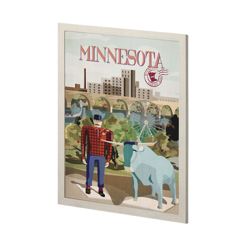 Minnesota Go par Simone, reproduction d'art encadrée sous verre, H 43 po x l 33 po x P 1,5 po, Cadre photo brun simple
